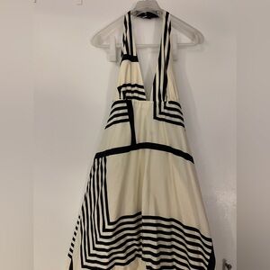 Zara maxi halter neck dress, art stripe